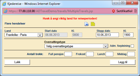 Kjedereise - delreise