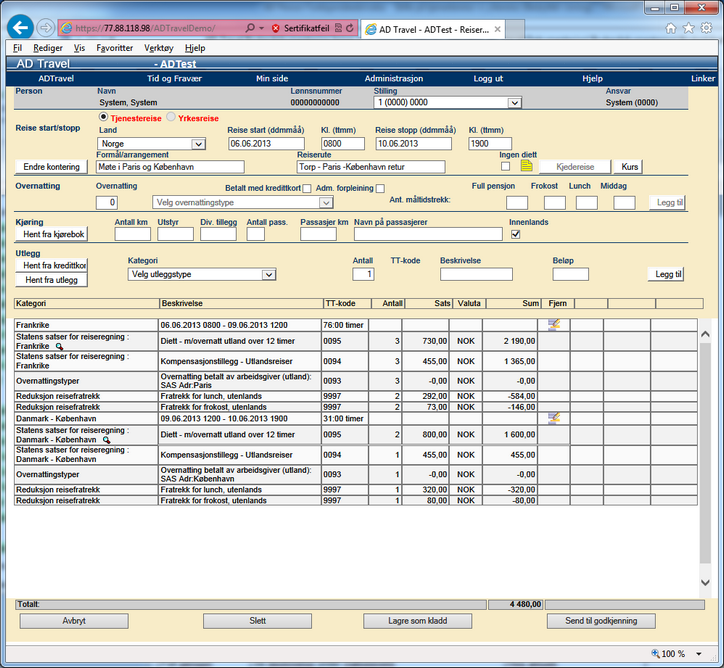 Kjedereise - resultat